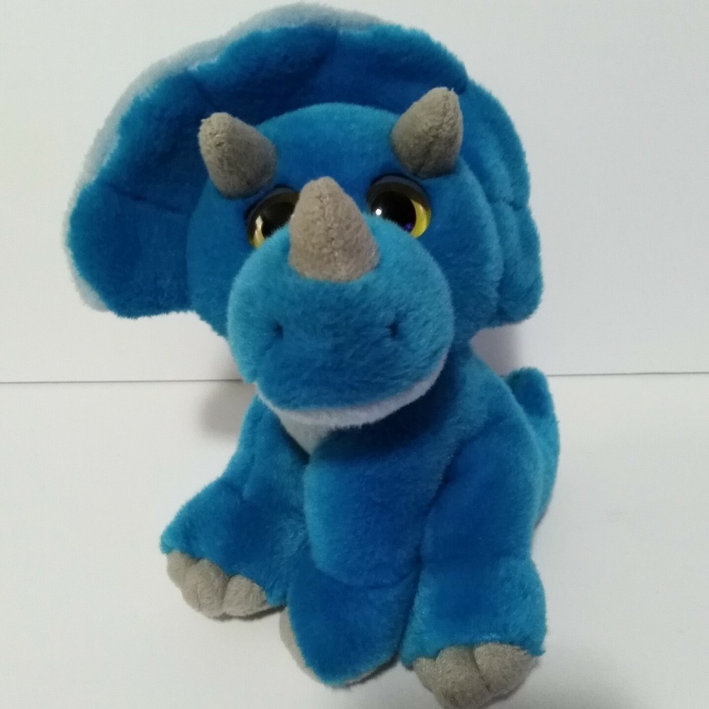 Triceratops Dinosaur Wild Republic Blue Grey Plush Stuffed Animal 7 inches